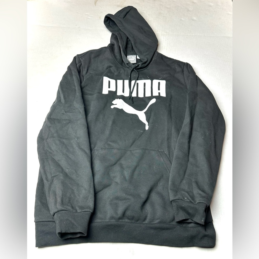 Vintage Puma Hoodie Pullover Sweatshirt Hoodie Black Kangaroo Pocket Mens Medium